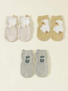 3 đôi tất dài đến bắp chân cho bé, in hình động vật hoạt hình, thoáng khí, chống trượt, phù hợp mọi mùa, xuân/thu. - Nhiều màu - Xem 9
