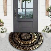 1pc Luxury & Golden Greek Key Pattern Half-Circle Door Mat - Non-Slip Rubber Backing, Machine Washable Polyester Fiber Rectangular Mat, Elegant Home Office Entrance Mat For Indoor/Outdoor Use, Indoor Outdoor Mat | Elegant Door Mat | Durable Door Mat - 1件-Y-19.7*31.5吋/50*80厘米 - 查看 6