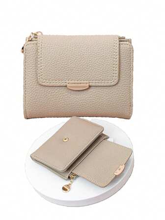 MINGYOU Fashionable Soft Leather-Textured Zipper Coin Purse Wallet