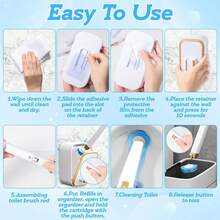 Disposable Toilet Brush With 18 Refill Heads And Holder– Includes Storage Caddy&Toilet Bowl Wand, Wall-Mount Scrubbing Toilet Brush Bathroom Cleaning Kit (Disposable Toilet Brush) - White - View 4