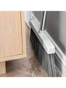 重型商用/家用超长刮水扫帚 - 4 层防风刷毛，不掉毛塑料扫帚，带人体工学手柄，适用于硬地板、角落 - 家庭、办公室、仓库、工厂清洁 ( )