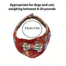 Pet Chinese New Year Scarf, Classic Red Floral Design, Fashionable And Comfortable, Cute Scarf For Small Cats And Dogs, Pet Saliva Towel, Pet Decoration, Kitten Scarf Clothing, New Year Dress Up Decoration, Cat Costume - Multicolor - View 2