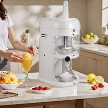 Máquina comercial para raspar hielo esponjoso, 220 lb/h, trituradora de hielo eléctrica, color blanco - 220 libras/hora - Ver 9