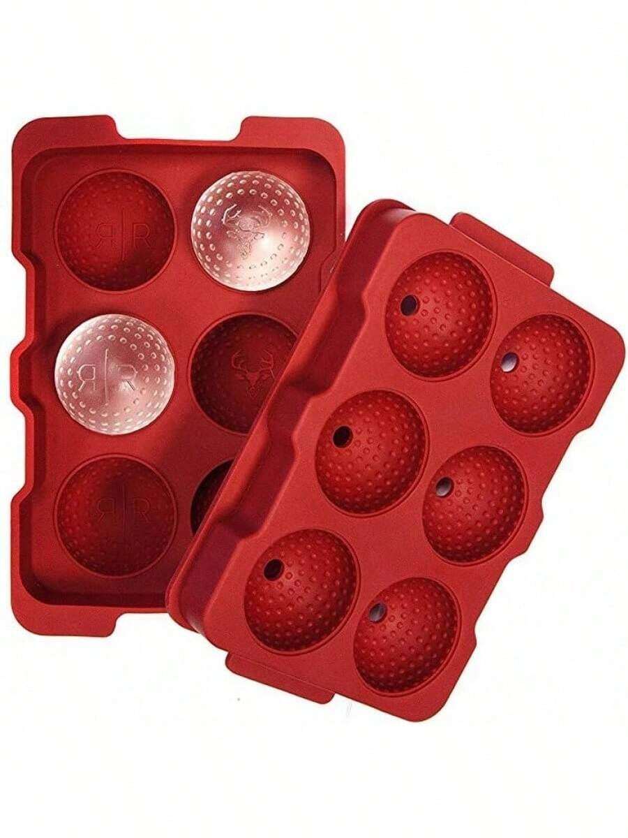 Estilo| R Rocks - Bandeja de 6 bolas - R| R Rocks - Máquina para hacer hielo para pelotas de golf, color rojo, 17,1 x 11,4 x 5,08 cmVersión mejorada - 1 - Ver 1
