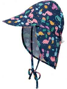 EstiloBaby Sombrero de Sol UPF 50+ Protección UV Sombrero de Natación de Verano para Bebés con Solapa para el Cuello Sombreros para Niños y Niñas Versión Mejorada - Flamencos - Ver 7