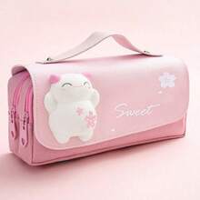 可爱多功能大容量可拆卸甜甜圈造型减压铅笔盒，返校必备，铅笔袋，背包 - 粉色 - 查看 1