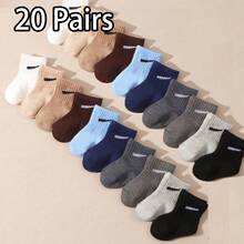 20 Pairs/Set Toddler/Infant Random Candy Color Casual Elastic Mid-Calf Socks, Summer - Multicolor - View 13