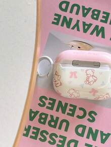 可爱粉色小熊蝴蝶结保护壳，兼容 Pro第二代、新款苹果耳机4/2/3/Pro，创意个性化硅胶防摔软壳