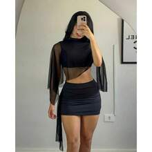 Asymmetrical Patterned Holidays - Black - View 3