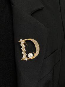 Women's Elegant Minimalist Brooch, Letter D Inlaid With Shiny Diamonds, Can Be Used As Clothing Accessory, Bag Charm Or Fashionable Pin, Unique Style. Suitable As A Gift For All Seasons. - Multicolor - View 3