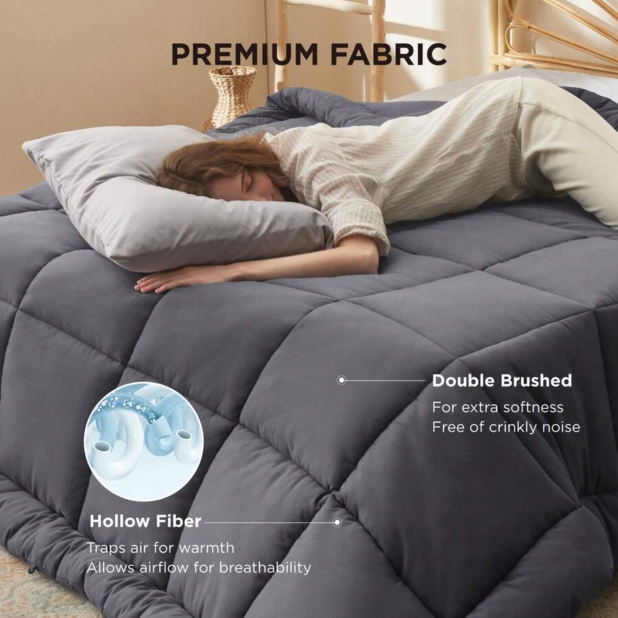 Quilt Duvet Core-Quilted Duvet Size, Four-Season Duvet, Down Instead Of Bedding, Gift For Ladies/Men, White. - Xám - Xem 1