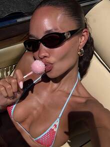 1 Pair Classic Retro Baddie Style Elegant Oval Plastic Small Frame Fashion Fashion Glasses, Women's, Suitable For Tropical Beach Vacation, Street Photography, Music Festivals, Fits All Face Shapes, Ideal For Summer Beach Vacation, Outdoor Activities, Travel - Black - View 1