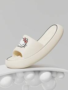 SANRIO 蝴蝶结爪印联名款拖鞋，女士家居鞋，柔软防滑沙发垫，透气休闲，沙滩凉鞋，海边凉鞋，可爱优雅时尚，圆头套脚平底拖鞋，女士夏季拖鞋 - 白色 - 查看 6