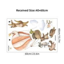 BRUP 1张可爱卡通动物热气球儿童墙贴，可移除，适用于婴儿房、游戏室装饰，带有梦幻云朵、星星、月亮和花朵图案。 - 彩色 - 查看 13