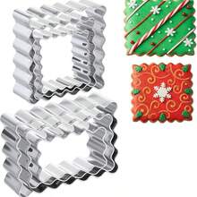 3pcs/6pcs Stainless Steel Rectangular Cookie Cutters, Geometric Shapes With Scalloped And Wavy Edges, Kitchen Baking DIY Imprint Cookies Cutter Tools - Silver - View 9