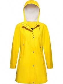 Women's Waterproof Rain With Hood, Long Windproof Outdoor Coat S - XXL, Fashionable Rainwear - Màu vàng - Xem 8