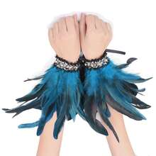 2pcs Halloween Party Performance Feather Wristband Accessories,Handwear Accessory ,Blue Feathers,For Party - Green - View 2
