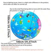1pc Inflatable Round Dolphin Water Play Mat, PVC Material, Suitable For Toddlers, Cartoon Design Water Pad, Encourages Activity And Sensory Development, Excellent Gift For Christmas, Halloween, Thanksgiving, New Year, Valentine's Day - Multicolor - View 3