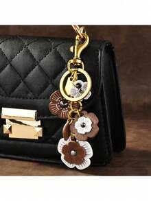 Leather Flower Pendant Keychain, Elongated Flower Chain Bag Charm, Cherry Keyring Elegant Bag Accessory, Graduation Gift - Multicolor - View 9