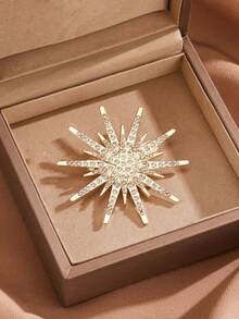 Fashionable New Ins High-End Sparkling Crystal Octagonal Star Brooch, Elegant Octagonal Star Pin - Gold - View 2