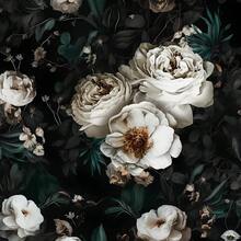 Dark Wallpapr Peel And Stick Boho Wallpaper 17.5in X 393in Black Floral Contact Paper Waterproof Se- Adhesive Vintage Large Floral Wall Paper For Bedroom Walls Cabinet Decor - 黑白 - 查看 2
