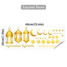 Ramadan Decorative Stickers, Suitable For Wall And Glass Decoration, Golden Lanterns And "Ramadan Mubarak" Pattern, Easy To Stick/Remove Without Residue, Perfect For Ramadan Home Decor, Islamic Holiday Celebrations, Shop Window Displays And Festival Gatherings - Multicolor - View 9