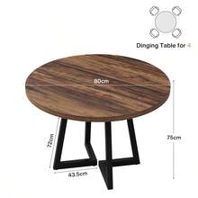 Tribesigns Industrial Round Dining Table For 2, 31.5" Dinner Table With Metal Base, Kitchen Table For Dining Room, Small Space, Apartment, Rustic Brown & Black - Brown - View 2