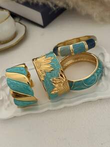 1pc Alloy Bohemian Minimalist Enamel-Look Colorful Bangle Bracelet, Suitable For Women's Daily Commute, Gathering With Friends, Romantic Festivals, Street Photography, Fashion Shows (The Texture And Color Of The Bracelet May Differ From The Actual Product) - Multicolor - View 8