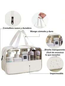 Neceseres de Maquillaje de Viaje, 3 Paquetes de 3 Tamaños, Organizador Cosmético con Cremallera para Mujer, Resistente al Agua, para Brochas y Accesorios Digitales - Negro - Ver 10