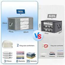 4 Packs Large 90L Moving Bags With Heavy-Duty Zippers & Comfort Handles, Durable Storage Bags For Clothes, Suitcases, Organizers, Gray, Ideal For College Essentials - Grey - View 4