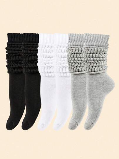 3 Pairs Of Fashionable Multicolored Women's Socks, Suitable For Everyday Wear, Autumn