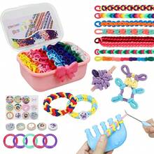 1 Set Rubber Band Bracelet Kit,Bracelet Making Kit With 1200+ Rainbow Elastic Cloth Loom Bands In 12 Colors,Weaving Loom Bracelets Kits With Organizer Case,DIY Crafts & Personalized Gifts,Birthday Gift For DIY Beginners - Multicolor - View 10
