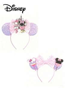 Disney 迪士尼系列米奇米妮头箍，城堡造型，粉色蝴蝶结，游乐园装饰套装，适用于迪士尼乐园、主题服装、生日派对，经典角色设计 - 彩色 - 查看 8