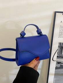 Mini Pattern Fashion Handbag Lipstick Pouch - Blue - View 8