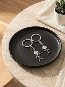 POKOJA LAND 2 件趣味火柴人钥匙扣配套心形钥匙链环包背包饰品生日情人节礼物送给他/她 BF 汽车配件包饰品学院风可爱哥特 Y2k - 銀色 - 查看 6