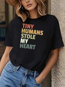 Tiny Humans My Heart Teacher Valentines Day Sleeve-Shirt - Black - View 6