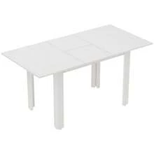 Extendable Dining Table, 120–160 X 70 Cm, Adjustable Kitchen Table For 4 To 6 People, MDF, Glossy White - White - View 1