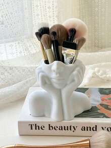 1pc Plastic Human Body Shaped Desk Organizer, Pen/Makeup Brush Holder