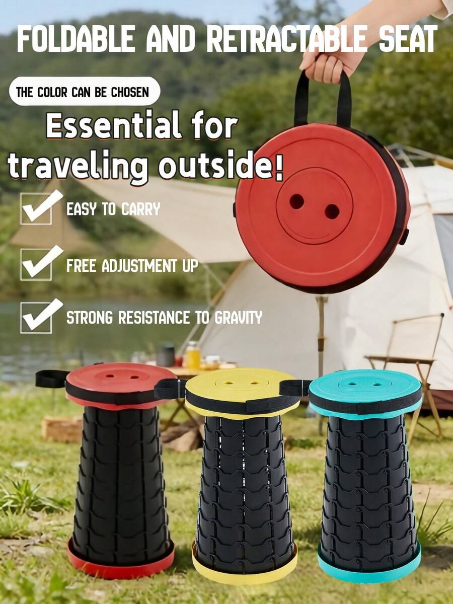 1pc Foldable Lightweight Stool, Adjustable And Extendable Outdoor Travel Stool, Suitable For Fishing And Hiking Trips, Comfortable And Portable