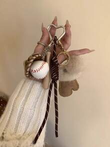 Yogodlns Llavero de cuerda con diseño de béisbol, colgante de amor con borde de encaje, llavero de cuerda colorido, llavero creativo para colgante de bolso, decoración de mochila - Multicolor - Ver 4