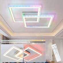 LED Ceiling Light, Suitable For Living Room And Bedroom, RGB Color Changing, Dimmable, Modern Hallway Light, With Remote Control, 35W, Rotatable Ceiling Light, Suitable For Hallways And Offices. - Silver - View 1