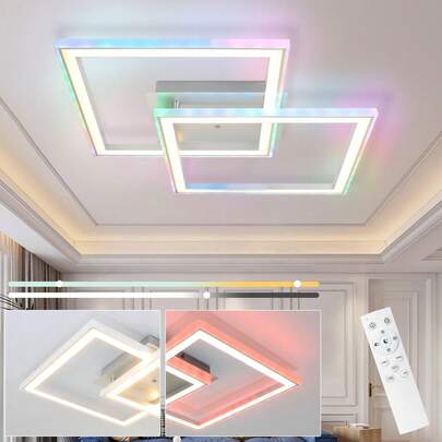LED Ceiling Light, Suitable For Living Room And Bedroom, RGB Color Changing, Dimmable, Modern Hallway Light, With Remote Control, 35W, Rotatable Ceiling Light, Suitable For Hallways And Offices.
