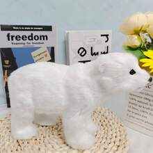 Realistic Plush Arctic Bear Model, Cute Animal Figurine, Home Decor, Desktop Ornament, Photography Prop, Handmade Craft, Auspicious Christmas Gift