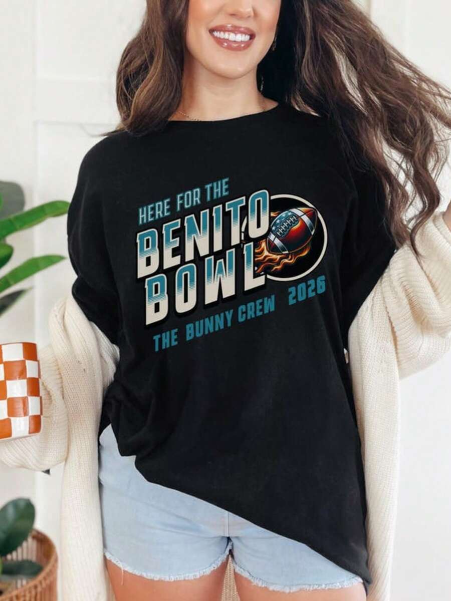Benito Bowl Here For The Benito Bowl Show Benito Bowl 2026 Shirt Half Time Show Football Party Game - 黑色 - 查看 1