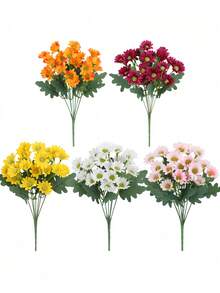 洋甘菊雏菊仿真花束,清新浪漫,质感逼真,适用于家居、户外、花园装饰、婚礼派对、酒店大堂、聚会、生日氛围装饰、婚礼摄影道具、客厅桌面摆设及插花。 - 多色 - 查看 7