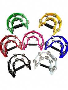 1个成人塑料打击乐器铃鼓，双排手柄铃鼓，乐器铃鼓，节奏乐器，手持打击鼓，派对用品，铃鼓流苏，成人乐器，打击乐器铃鼓，双排摇铃，KTV氛围道具，酒吧氛围道具，手持摇铃，乐器配件，手持摇铃花鼓圈，打击乐器 - 彩色 - 查看 9