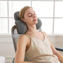 Almohada masajeadora de cuello recargable 3 en 1 con calor, vibración y masajeador de tracción para el dolor de cuello y alivio de jorobas, regalos para hombres y mujeres para el hogar, oficina y viajes - Gris Oscuro - Ver 6