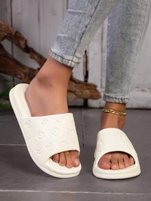 2026 Women's Indoor Slippers, Non-Slip Sandals, Flip Flops, Made Of EVA, Thick Sole, Soft & Lightweight, Beach Travel Slippers, Bathroom Slippers, Bathroom Sandals - White - View 5