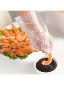 100/300/600 Peças Luvas Plásticas Descartáveis, Adequadas para Cozinhar, Preparação de Alimentos, Uso na Cozinha, Churrasco, Limpeza, Serviço de Catering e Artesanato (Cor da Embalagem Aleatória) - Transparente - Visão 4