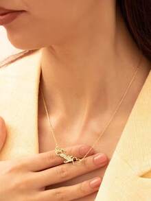 Custom Stainless Steel Gold-Plated Hollow Name Necklace, High-Quality Personalized Romantic And Fashionable Private Nameplate Pendant Necklace, Women's Jewelry, Valentine's Day Outfit Accessory. - Multicolor - View 3